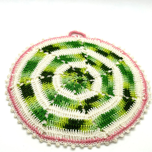Vintage Handmade Crochet Potholders Lot of 2 - Picture 5 of 10